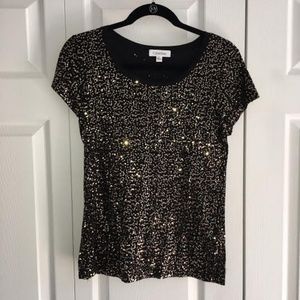 Calvin Klein Black and Gold Sequin Tee